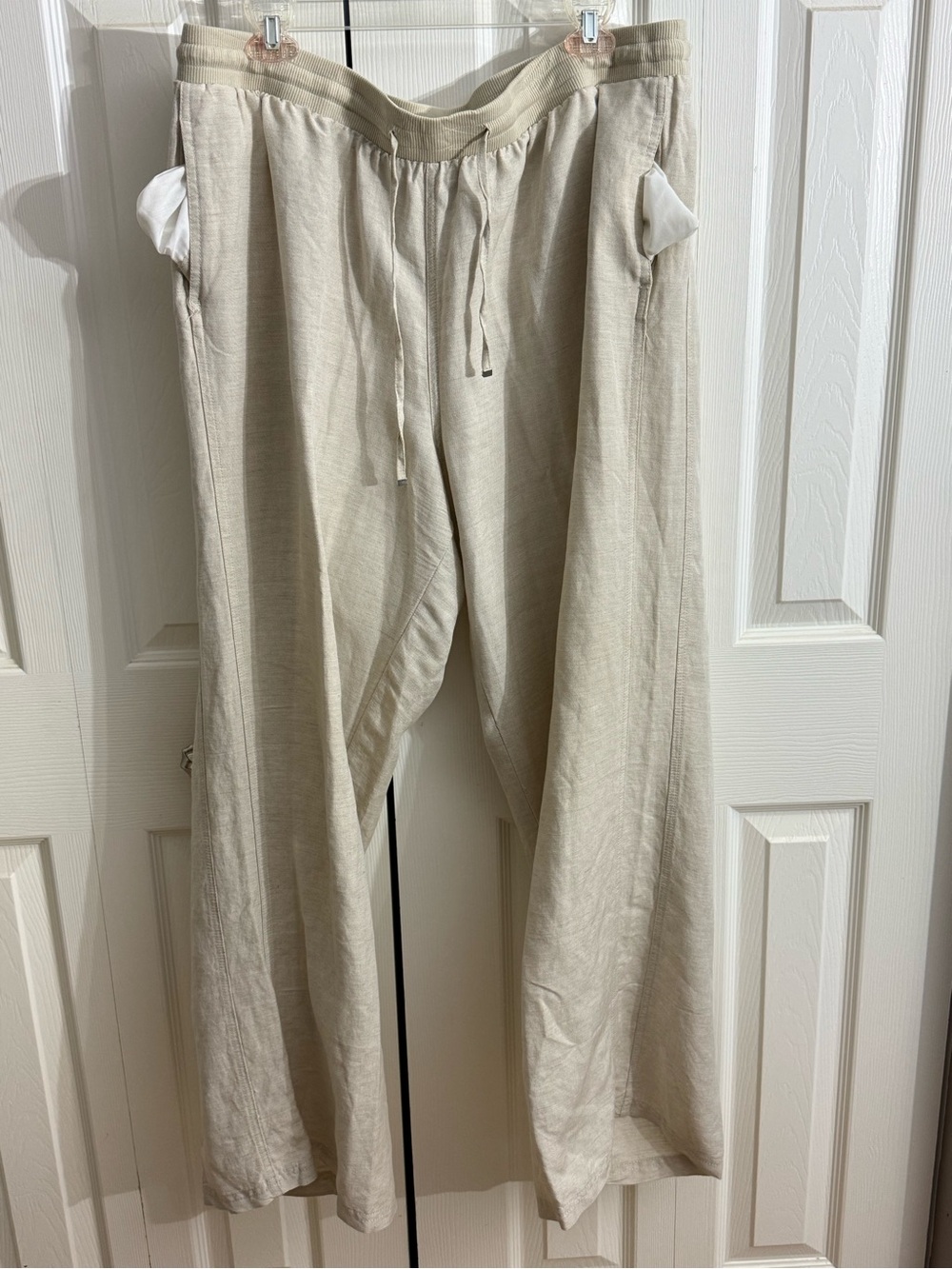 Women’s Beige Drawstring Linen Pants
